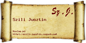 Szili Jusztin névjegykártya