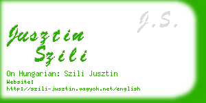 jusztin szili business card
